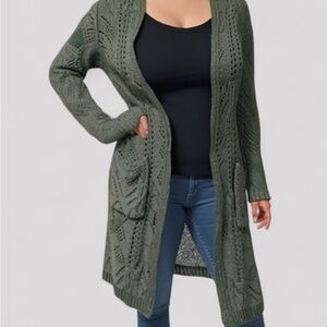 Knox Rose Forest Green Open Front Cardigan